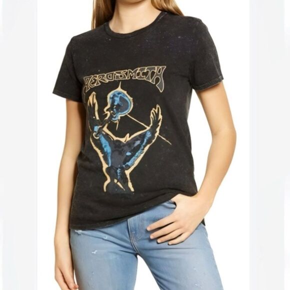 Treasure & Bond Tops - Treasure & Bond Aerosmith Vintage Wash Band Tee Shirt
